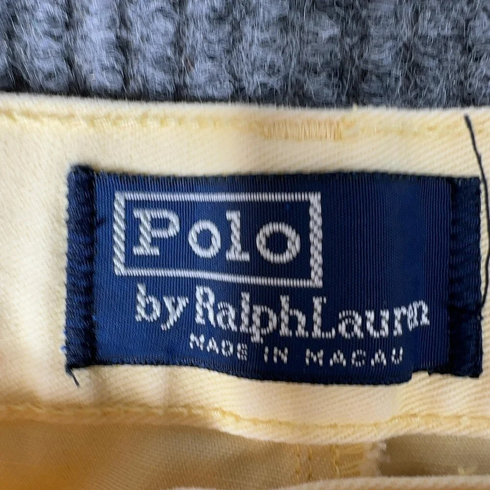 Vintage Polo Ralph Lauren Chino Pants Mens 38 Yellow Pleated Front Cotton‎